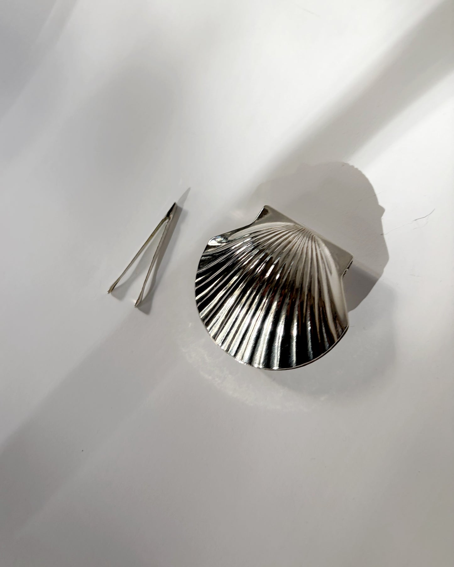 Vintage 1960s Silver Plated Shell Pill Box