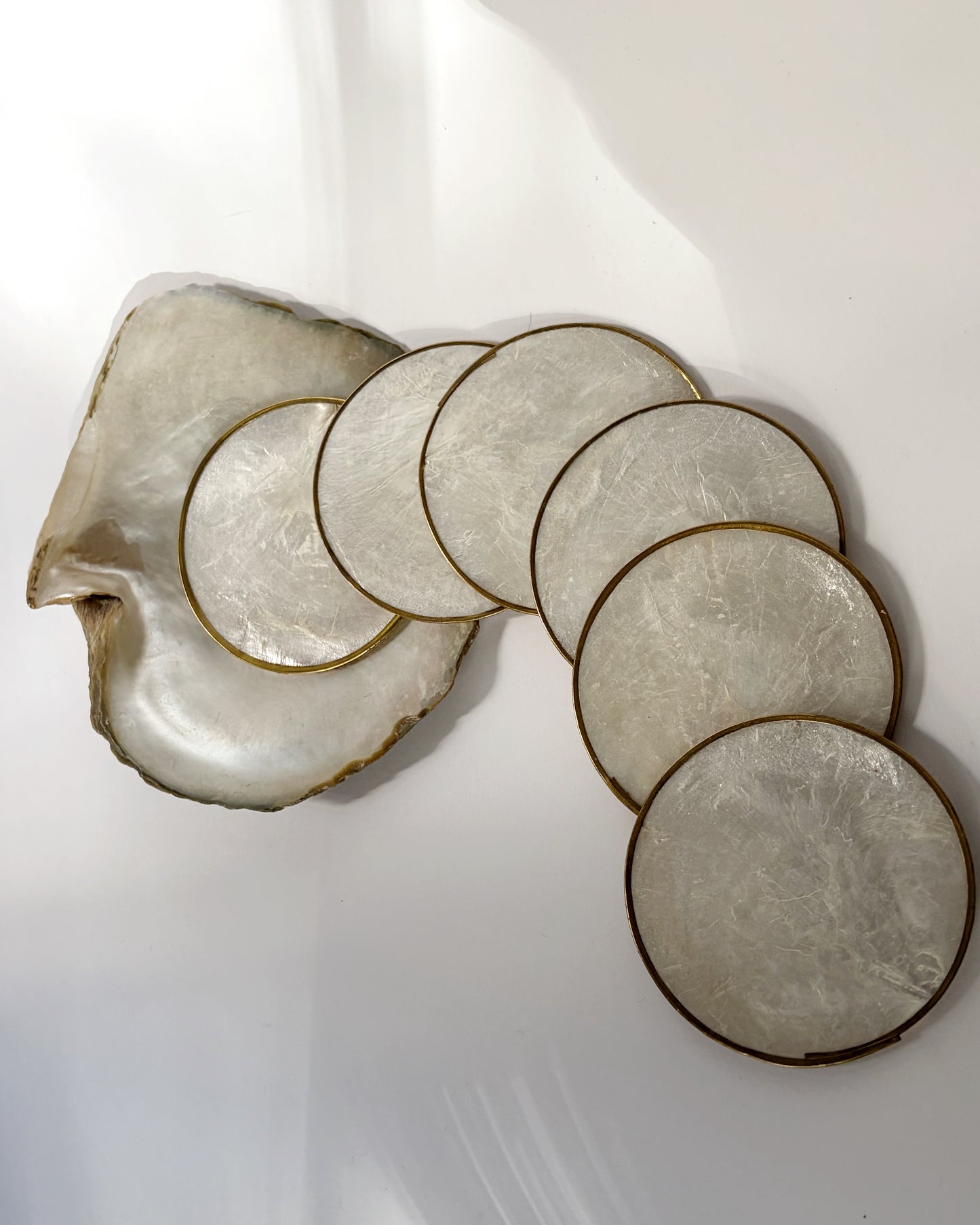 Vintage 1970s Mother of Pearl Coasters Set of 6