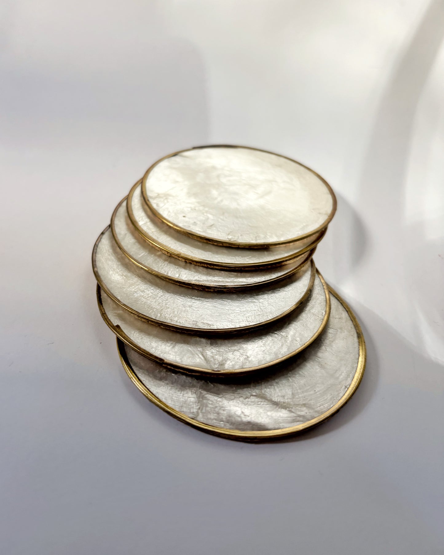 Vintage 1970s Mother of Pearl Coasters Set of 6