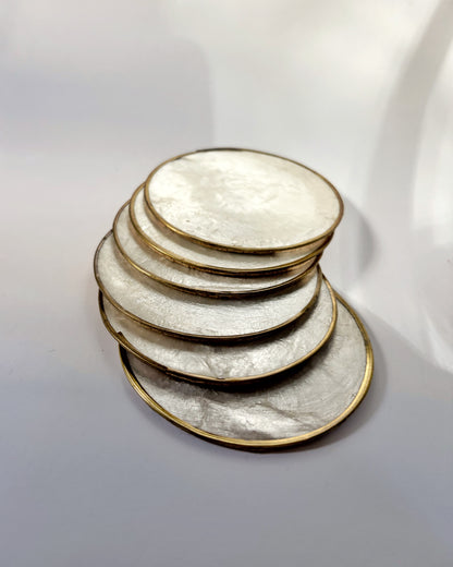 Vintage 1970s Mother of Pearl Coasters Set of 6