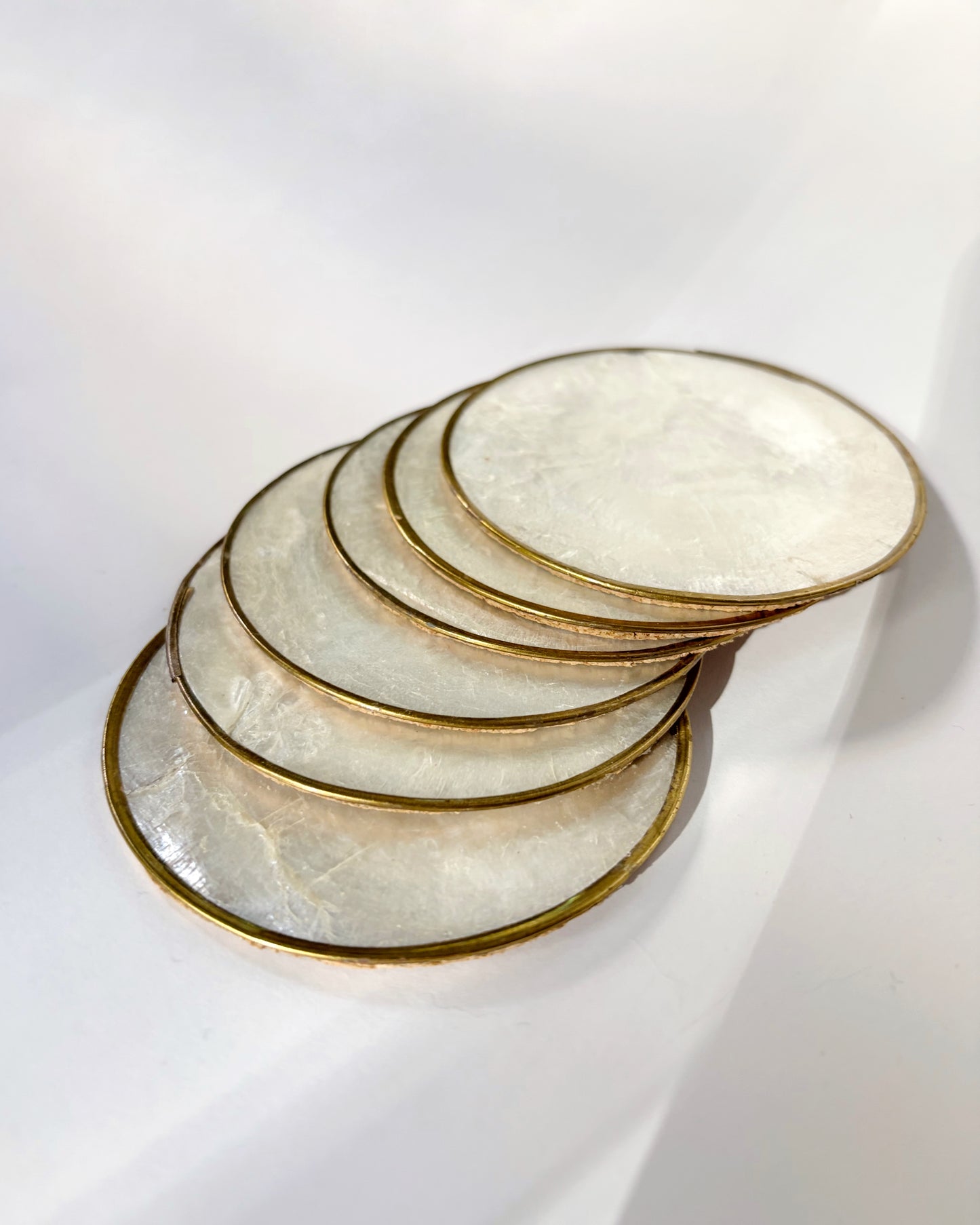 Vintage 1970s Mother of Pearl Coasters Set of 6