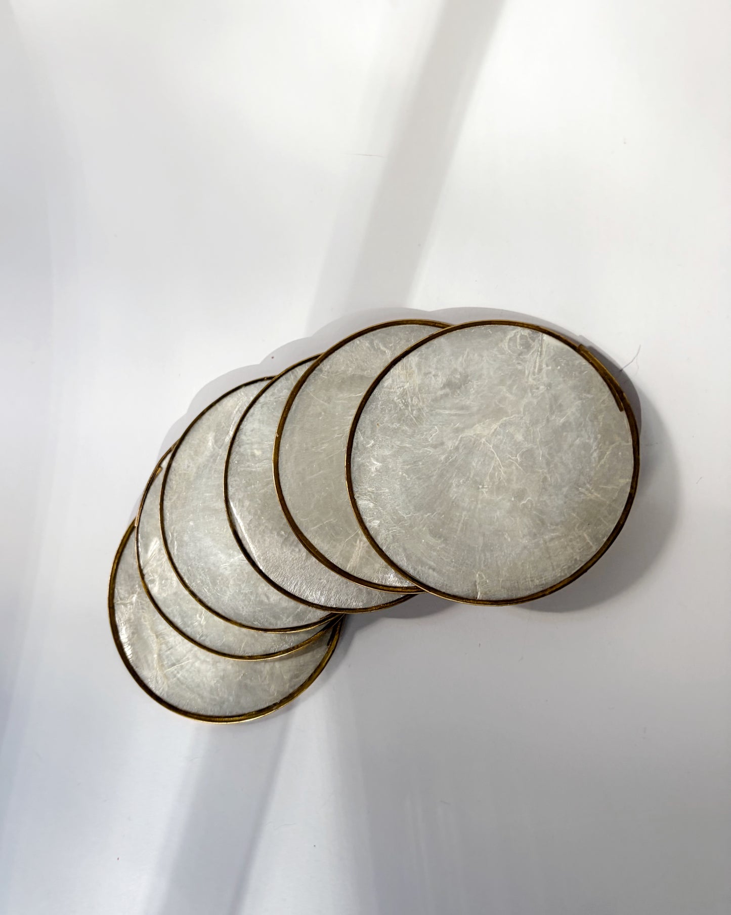 Vintage 1970s Mother of Pearl Coasters Set of 6