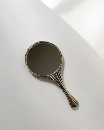 Vintage 1970s Silver Plated Art Deco Style Hand Mirror