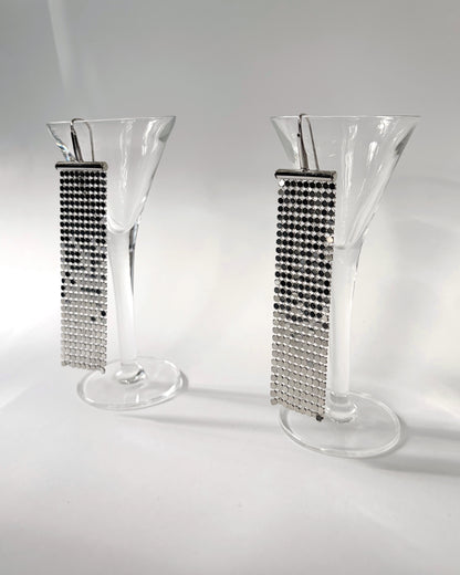 Vintage 1990s Liquid Metal Mesh Drop Earrings