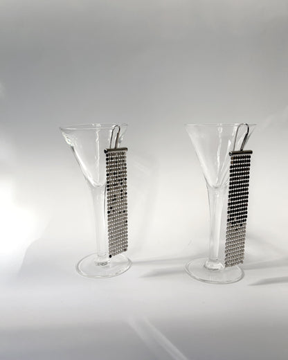 Vintage 1990s Liquid Metal Mesh Drop Earrings