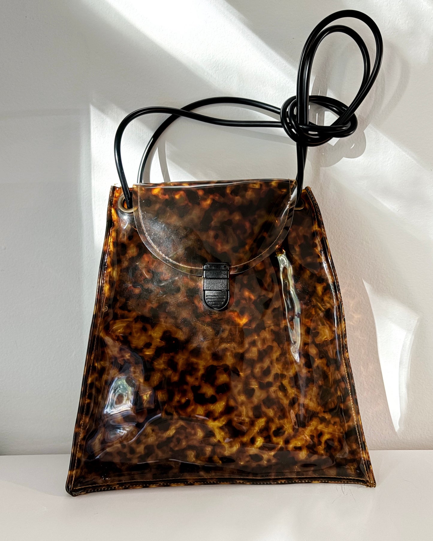 Vintage 1970s Tortoiseshell Effect Vinyl Shoulder Bag