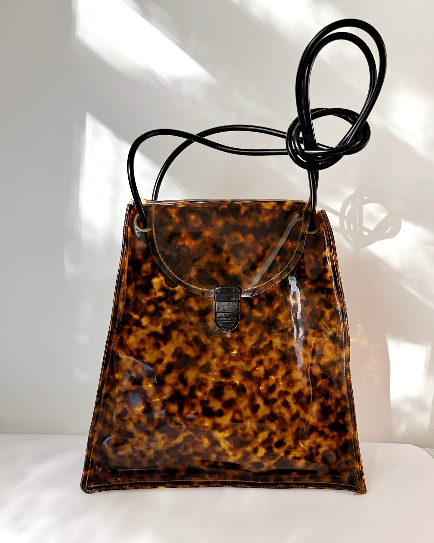 Vintage 1970s Tortoiseshell Effect Vinyl Shoulder Bag