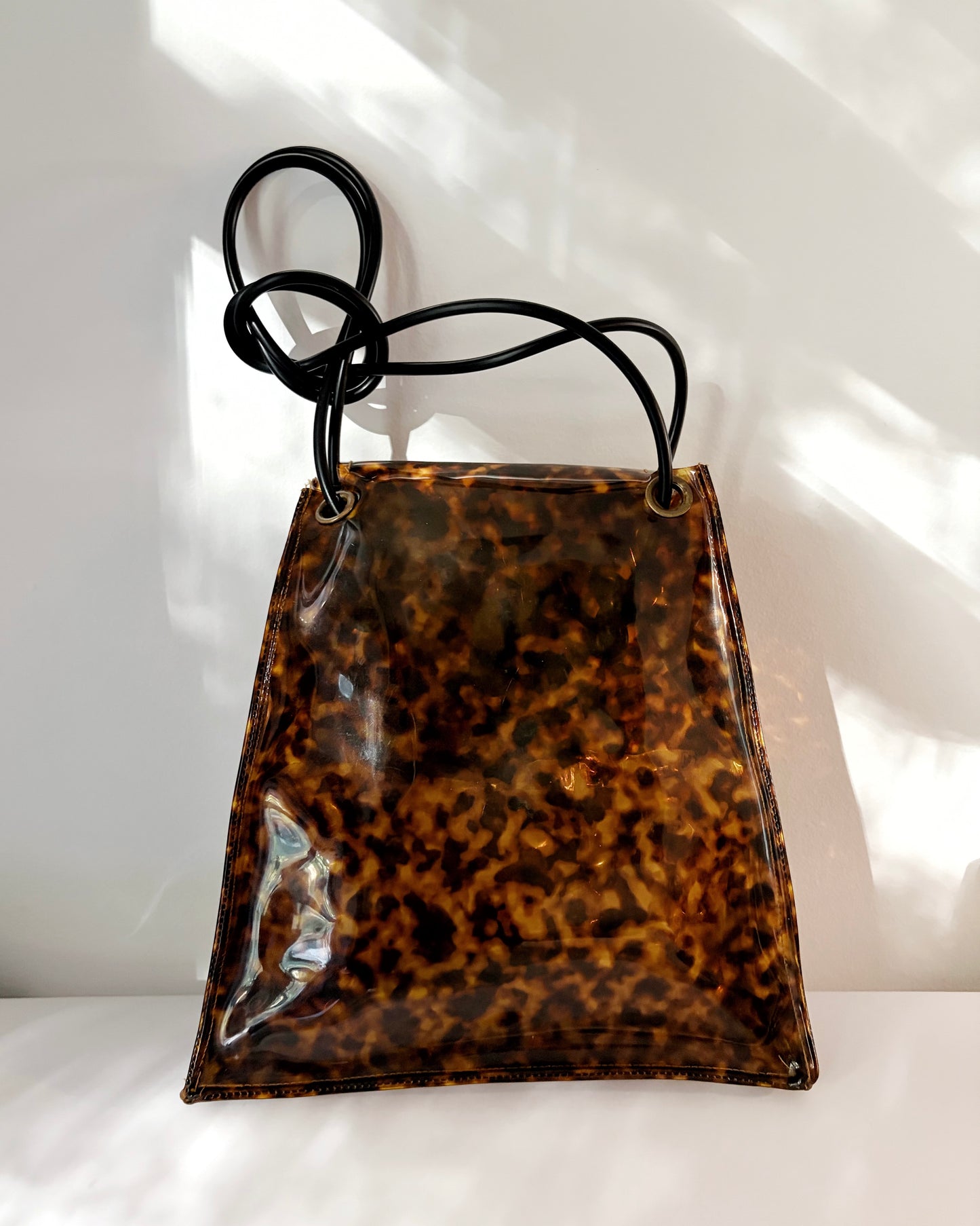 Vintage 1970s Tortoiseshell Effect Vinyl Shoulder Bag