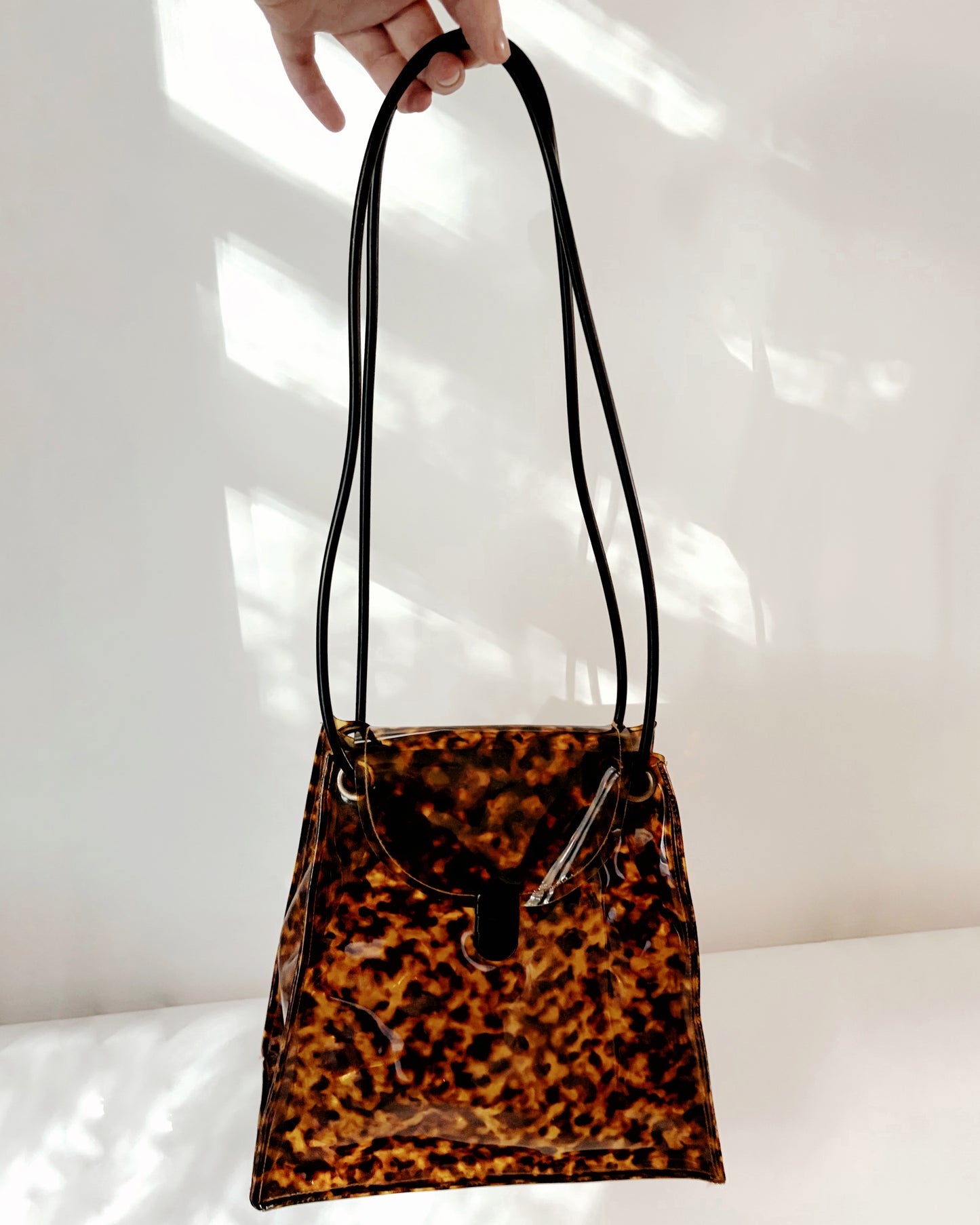 Vintage 1970s Tortoiseshell Effect Vinyl Shoulder Bag