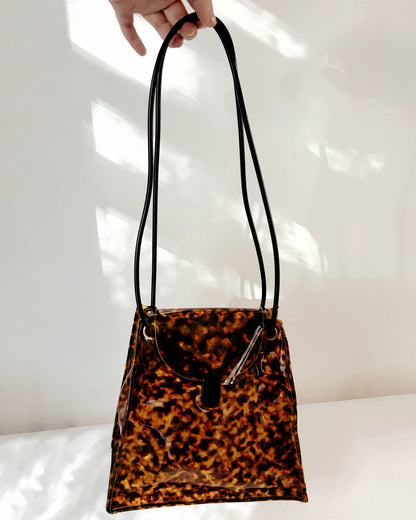 Vintage 1970s Tortoiseshell Effect Vinyl Shoulder Bag
