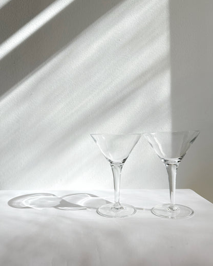 Vintage 1980s Minimalist Clear Martini Glasses – Set of 2