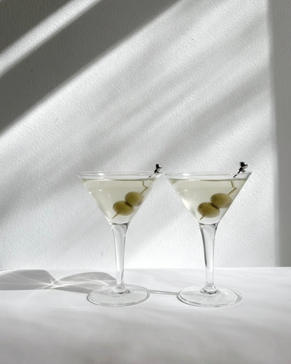 Vintage 1980s Minimalist Clear Martini Glasses – Set of 2