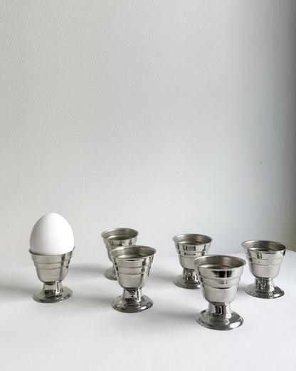 Vintage 1960s Metal Egg Cups – Set of 6