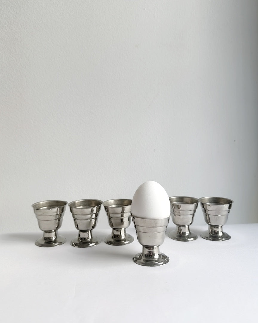 Vintage 1960s Metal Egg Cups – Set of 6