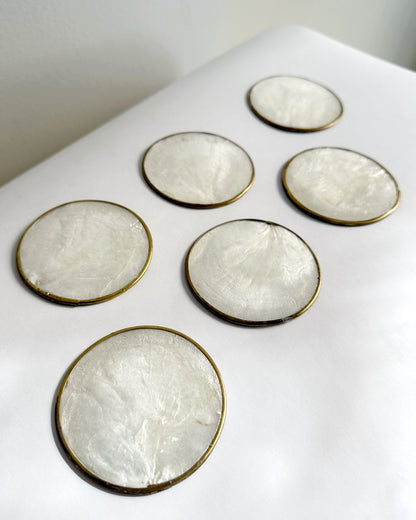 Vintage 1970s Mother of Pearl Coasters Set of 6