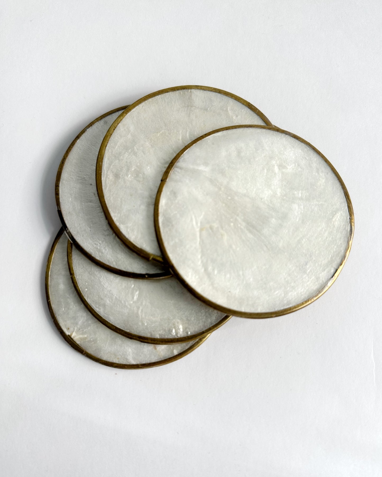 Vintage 1970s Mother of Pearl Coasters Set of 6