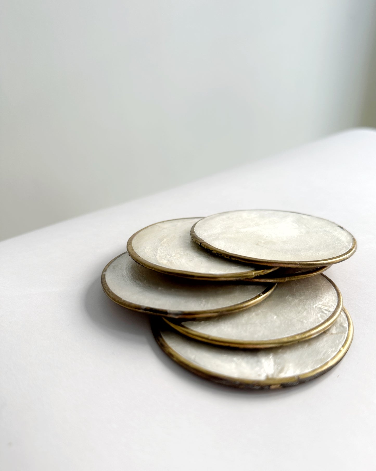 Vintage 1970s Mother of Pearl Coasters Set of 6