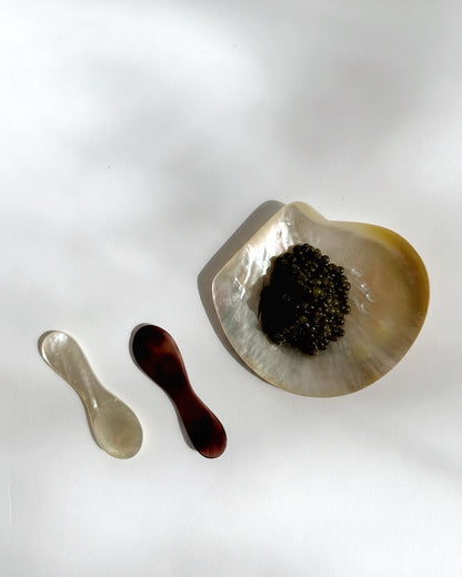 Vintage 1970s Mother of Pearl Caviar Serving Set