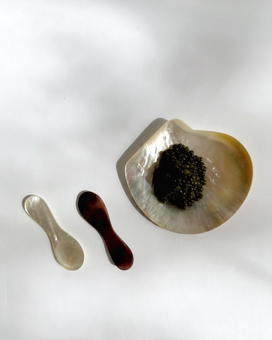 Vintage 1970s Mother of Pearl Caviar Serving Set