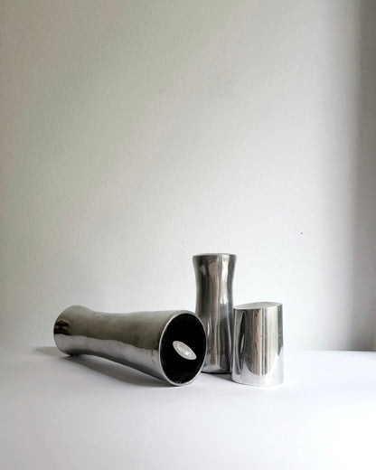 Vintage 1970s Natuzzi Italian Sculptural Metal Candlestick Set of 3