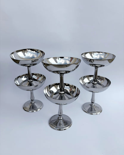 Vintage Mid-Century Stainless Steel Italian Dessert Cups – Set of 2, 4, 6