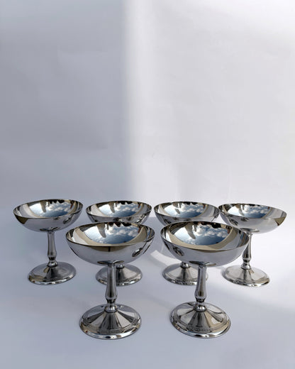 Vintage Mid-Century Stainless Steel Italian Dessert Cups – Set of 2, 4, 6
