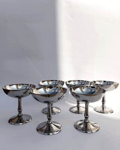 Vintage Mid-Century Stainless Steel Italian Dessert Cups – Set of 2, 4, 6
