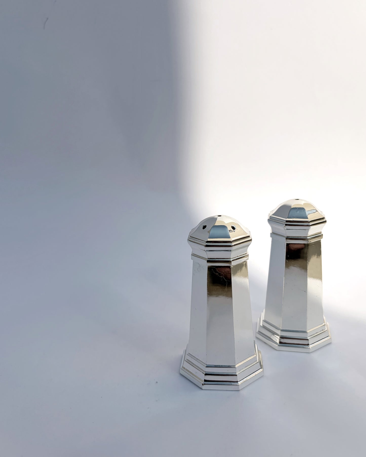 Vintage 1970s Silver Plated Salt & Pepper Shakers Set