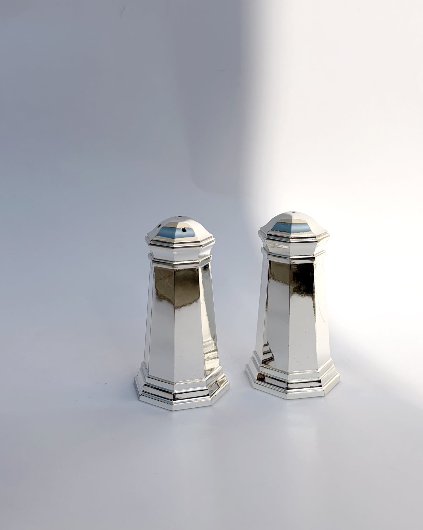 Vintage 1970s Silver Plated Salt & Pepper Shakers Set