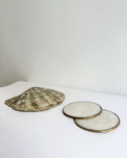 Vintage 1970s Mother of Pearl Coasters Set of 6