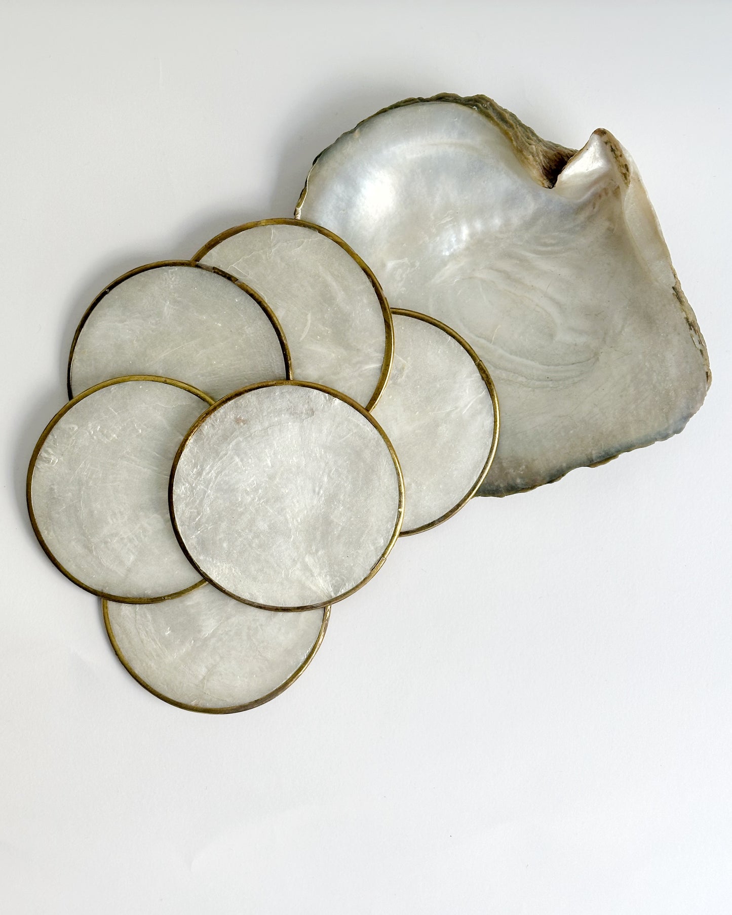 Vintage 1970s Mother of Pearl Coasters Set of 6