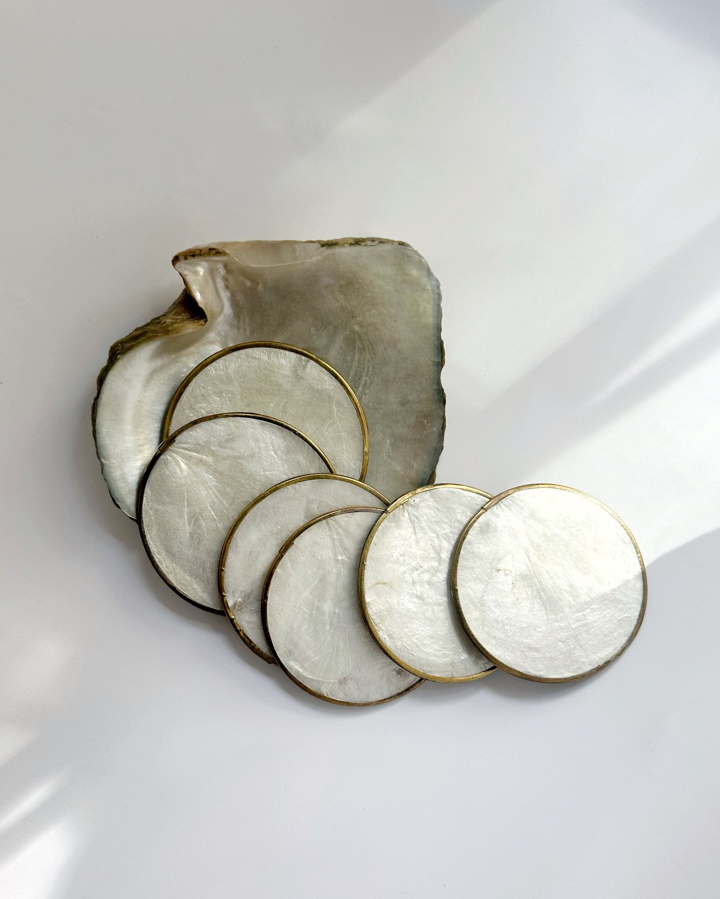 Vintage 1970s Mother of Pearl Coasters Set of 6