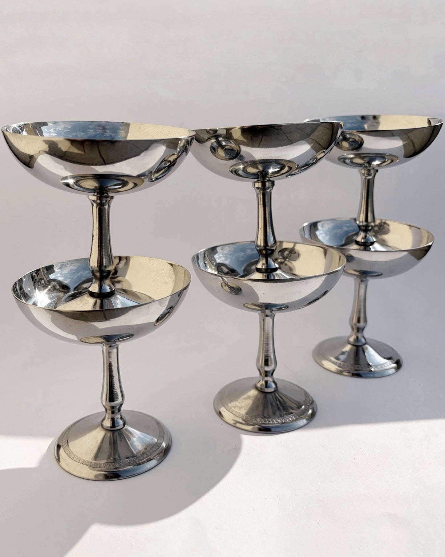 Vintage Mid-Century Stainless Steel Italian Dessert Cups – Set of 2, 4, 6