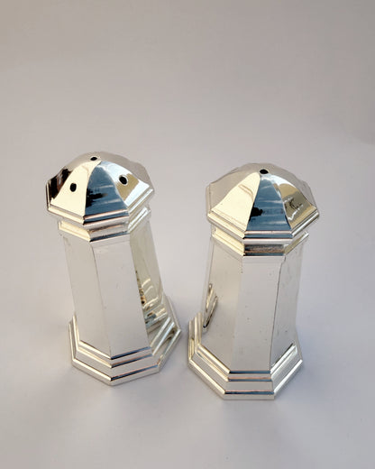 Vintage 1970s Silver Plated Salt & Pepper Shakers Set