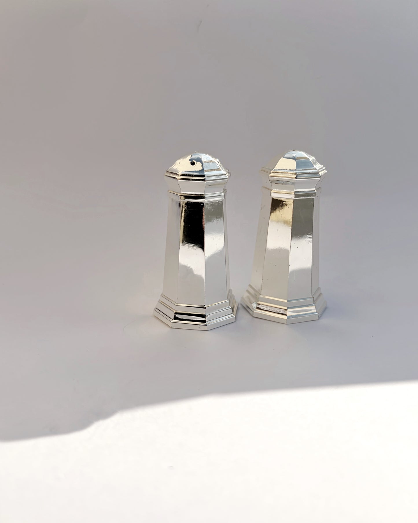 Vintage 1970s Silver Plated Salt & Pepper Shakers Set