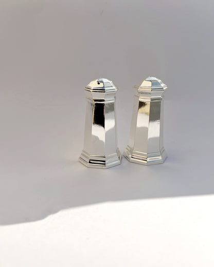 Vintage 1970s Silver Plated Salt & Pepper Shakers Set