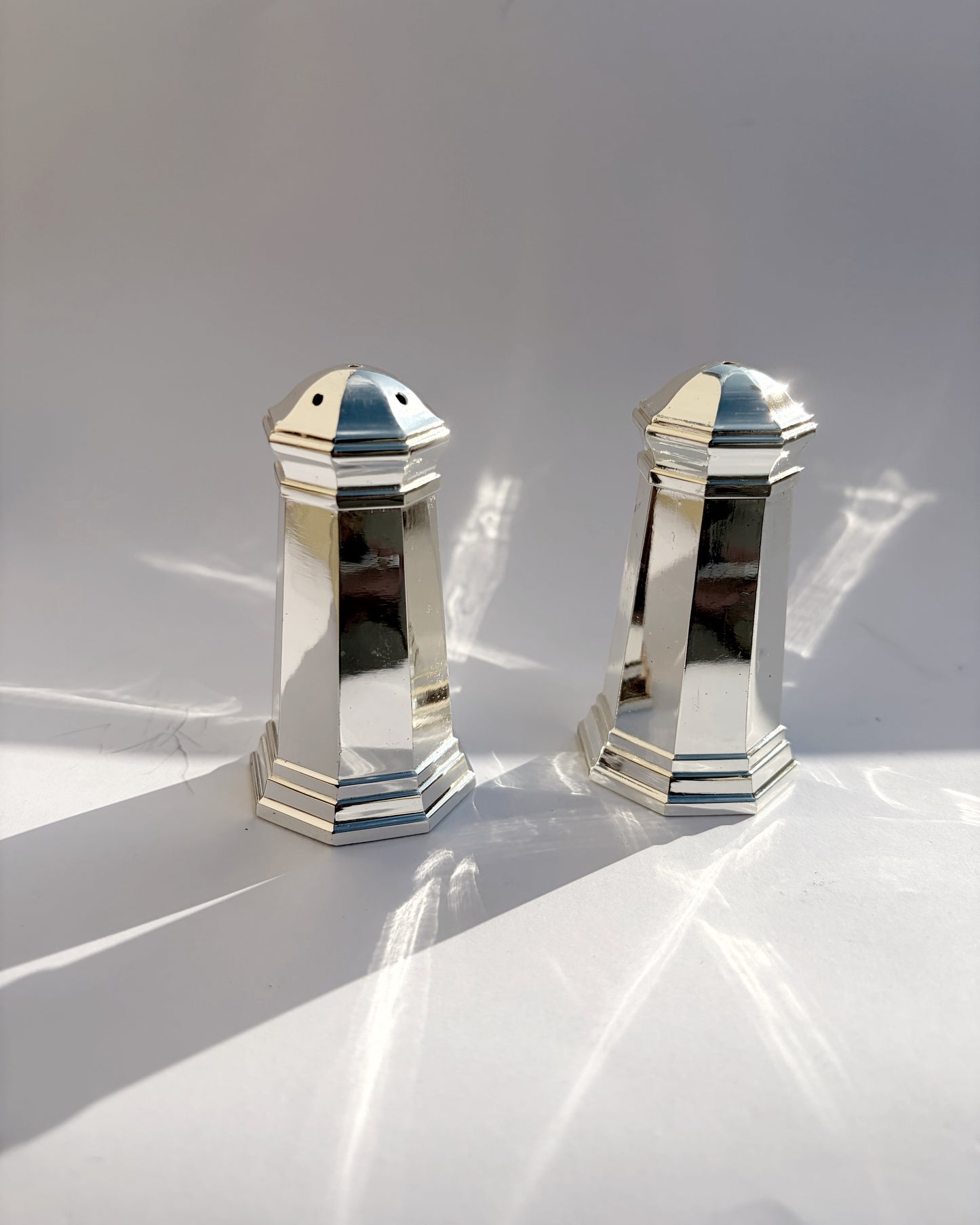 Vintage 1970s Silver Plated Salt & Pepper Shakers Set