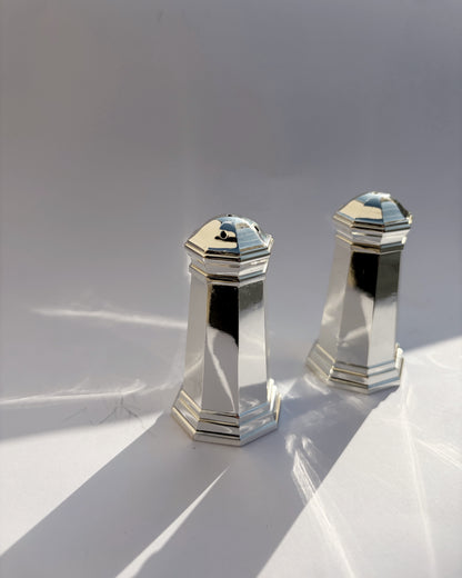 Vintage 1970s Silver Plated Salt & Pepper Shakers Set