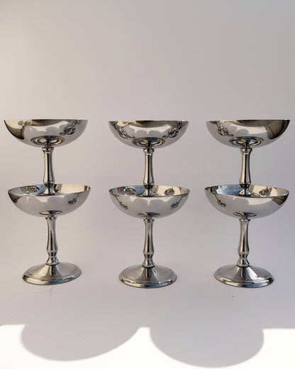 Vintage Mid-Century Stainless Steel Italian Dessert Cups – Set of 2, 4, 6