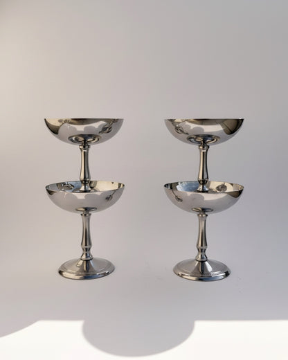Vintage Mid-Century Stainless Steel Italian Dessert Cups – Set of 2, 4, 6