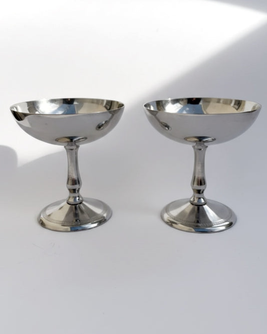Vintage Mid-Century Stainless Steel Italian Dessert Cups – Set of 2, 4, 6
