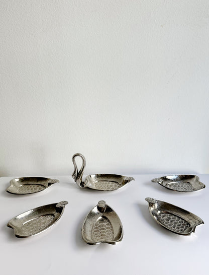Vintage 1960s–70s Silver Plated Swan Serving Set – Rare Set of 6