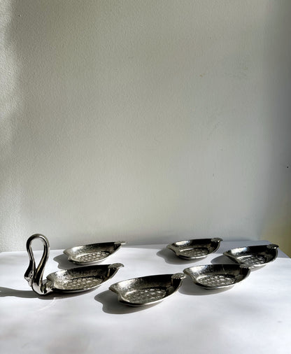 Vintage 1960s–70s Silver Plated Swan Serving Set – Rare Set of 6