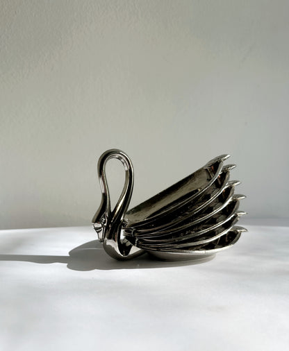 Vintage 1960s–70s Silver Plated Swan Serving Set – Rare Set of 6