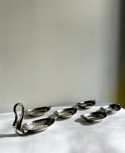 Vintage 1960s–70s Silver Plated Swan Serving Set – Rare Set of 6