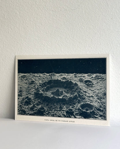 Antique 1929 Lunar Surface Print After James Nasmyth – Moon Crater Scientific Illustration