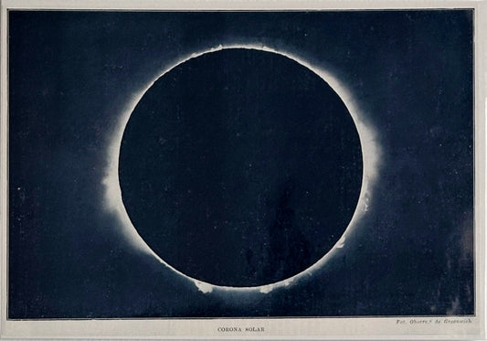 Antique 1929 Solar Eclipse Astronomy Print – Corona Solar Scientific Illustration