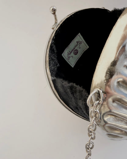 Silver Tone Metal Sculptural Shell Bag
