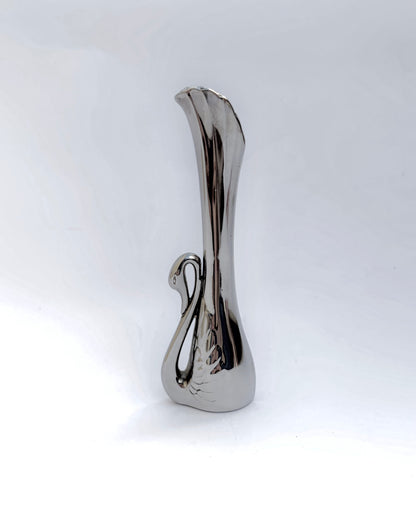 Vintage 1970s Silver Plated Swan Bud Vase