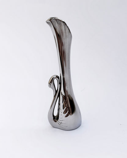Vintage 1970s Silver Plated Swan Bud Vase